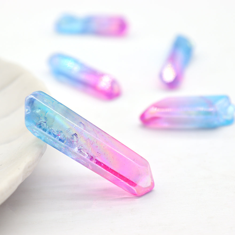 0.5kg Pink Blue Aura Quartz Crystal Points 3.5-5.5cm