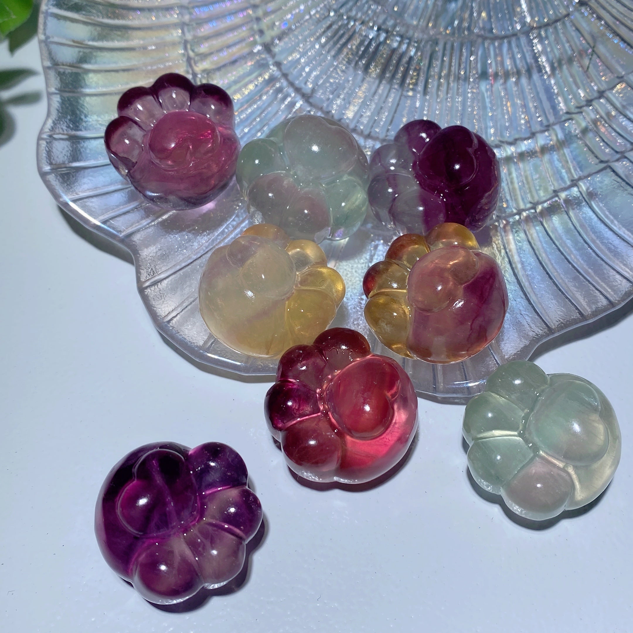 0.9 inch Mixed Fluorite Cat Paw Crystal Carving Healing Energy