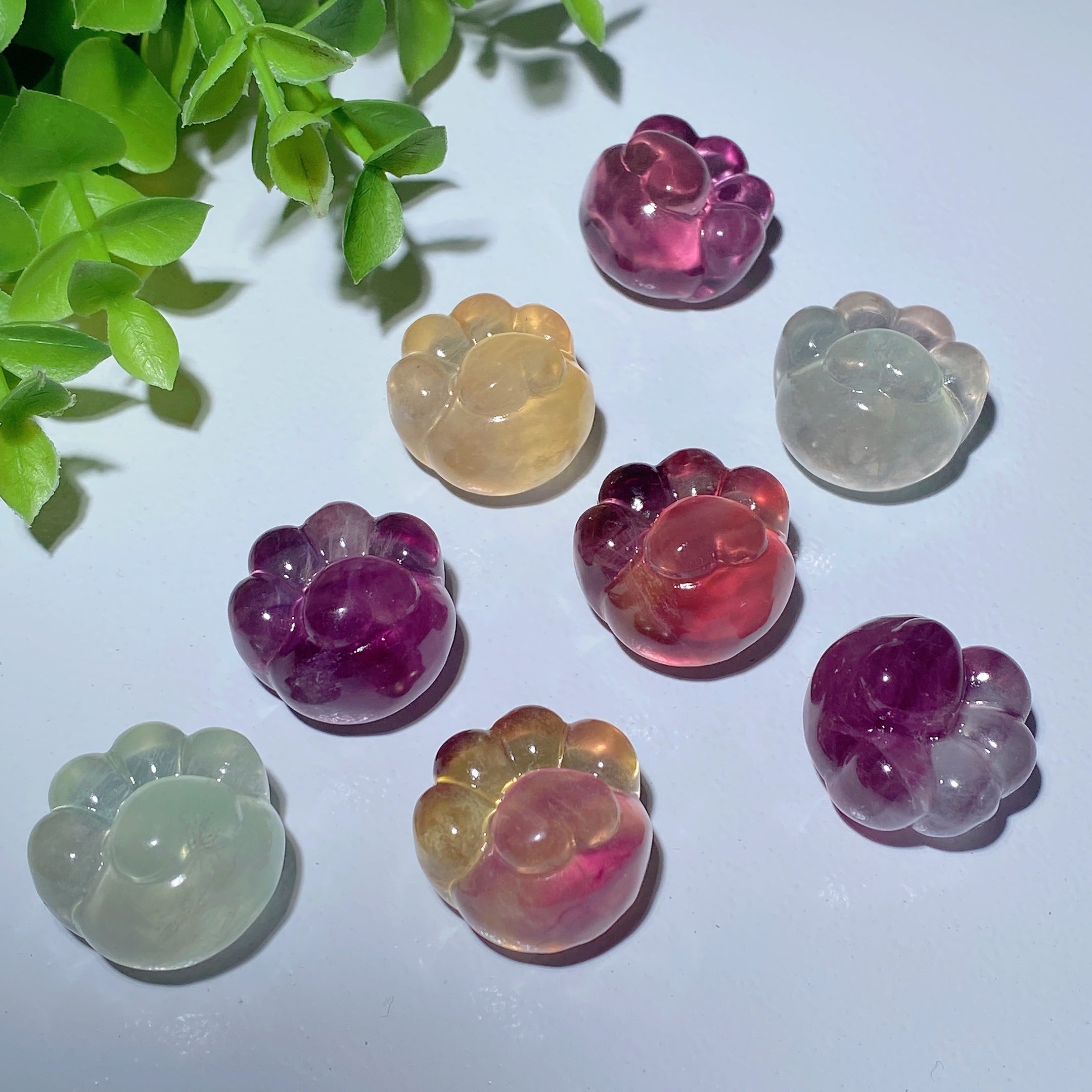 0.9 inch Mixed Fluorite Cat Paw Crystal Carving Healing Energy