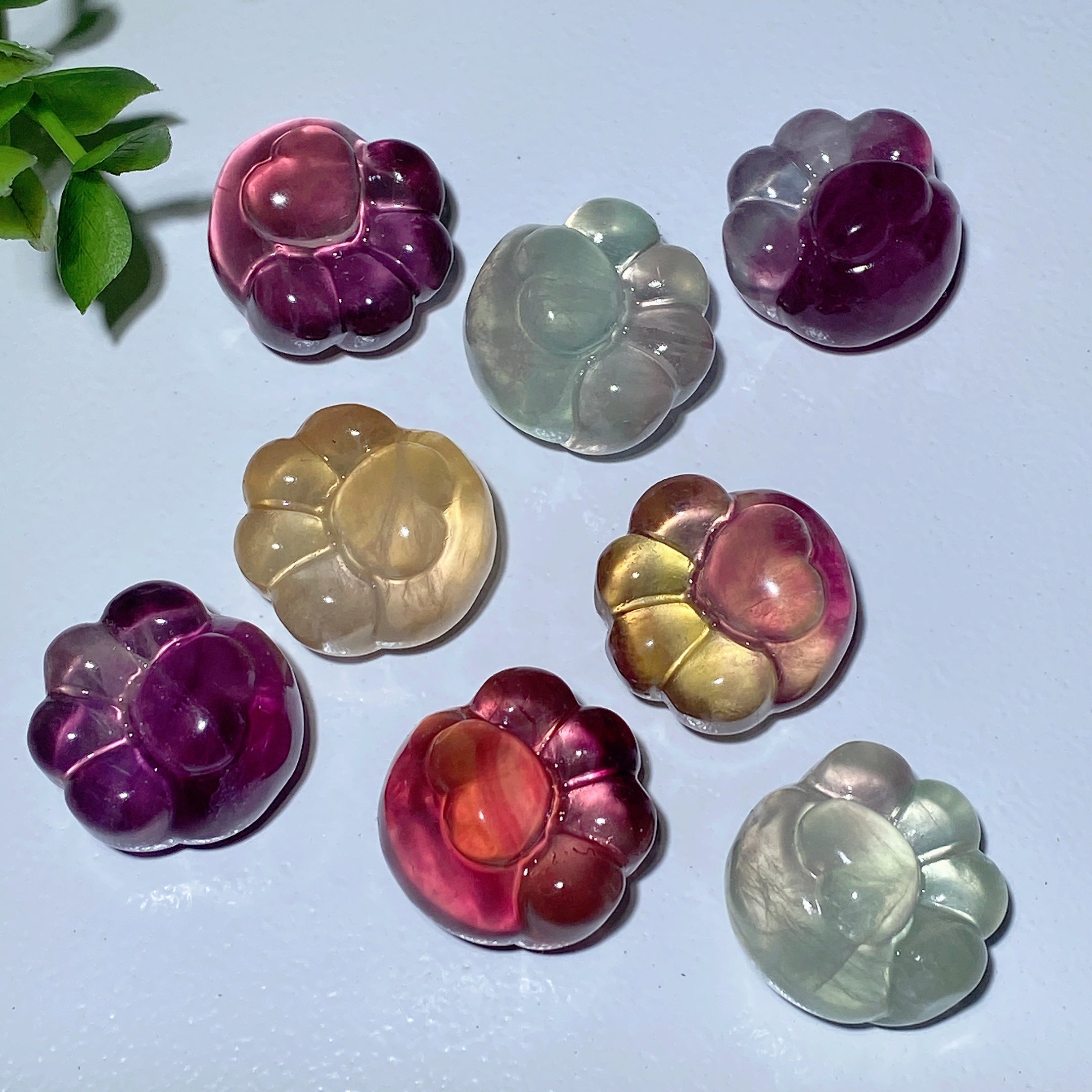0.9 inch Mixed Fluorite Cat Paw Crystal Carving Healing Energy