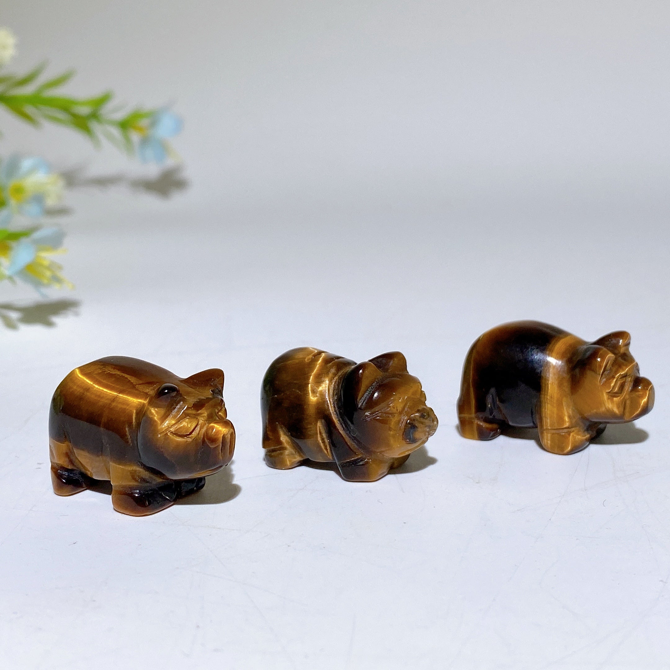 0.9 inch Tigers Eye Pig Crystal Animal Carving for Healing