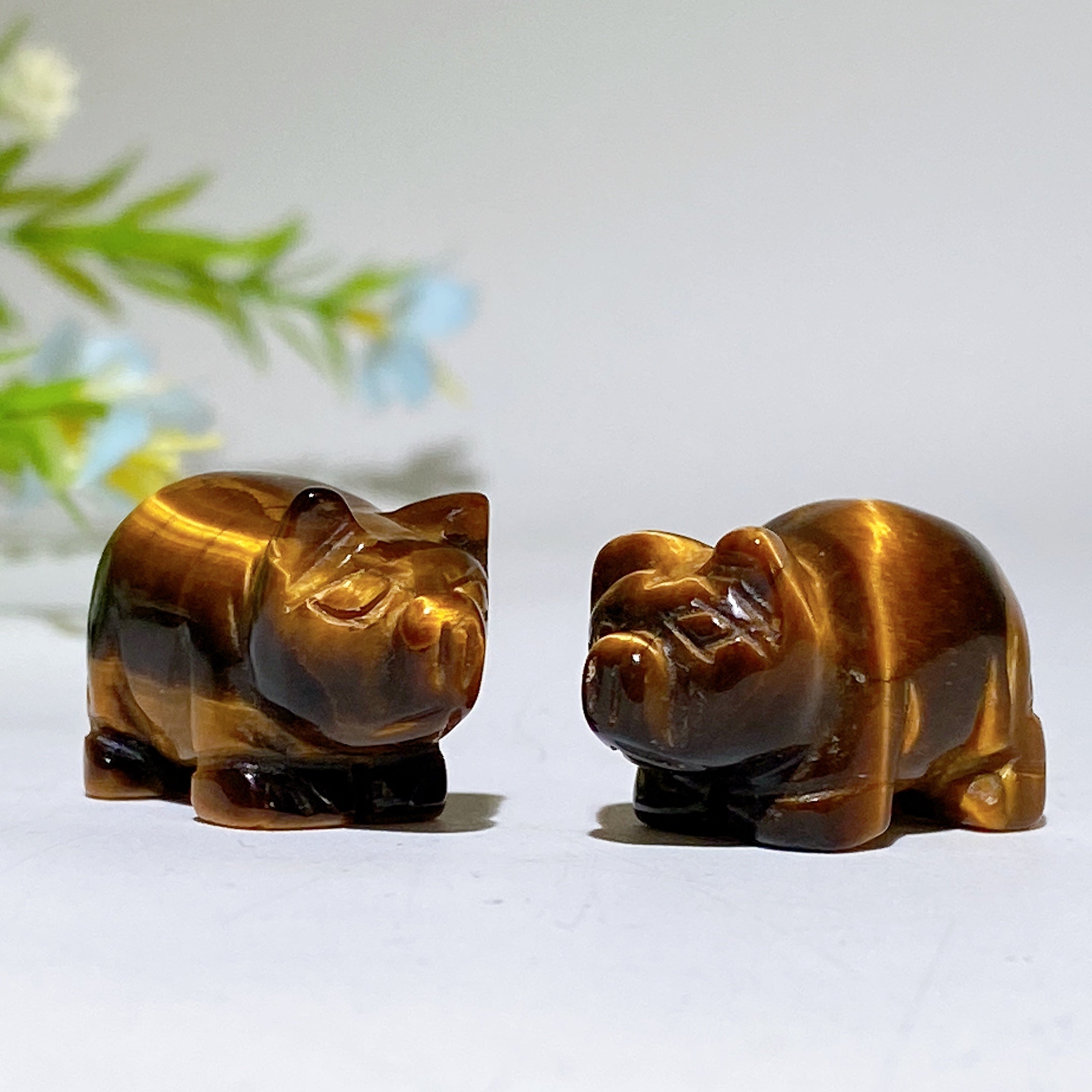 0.9 inch Tigers Eye Pig Crystal Animal Carving for Healing
