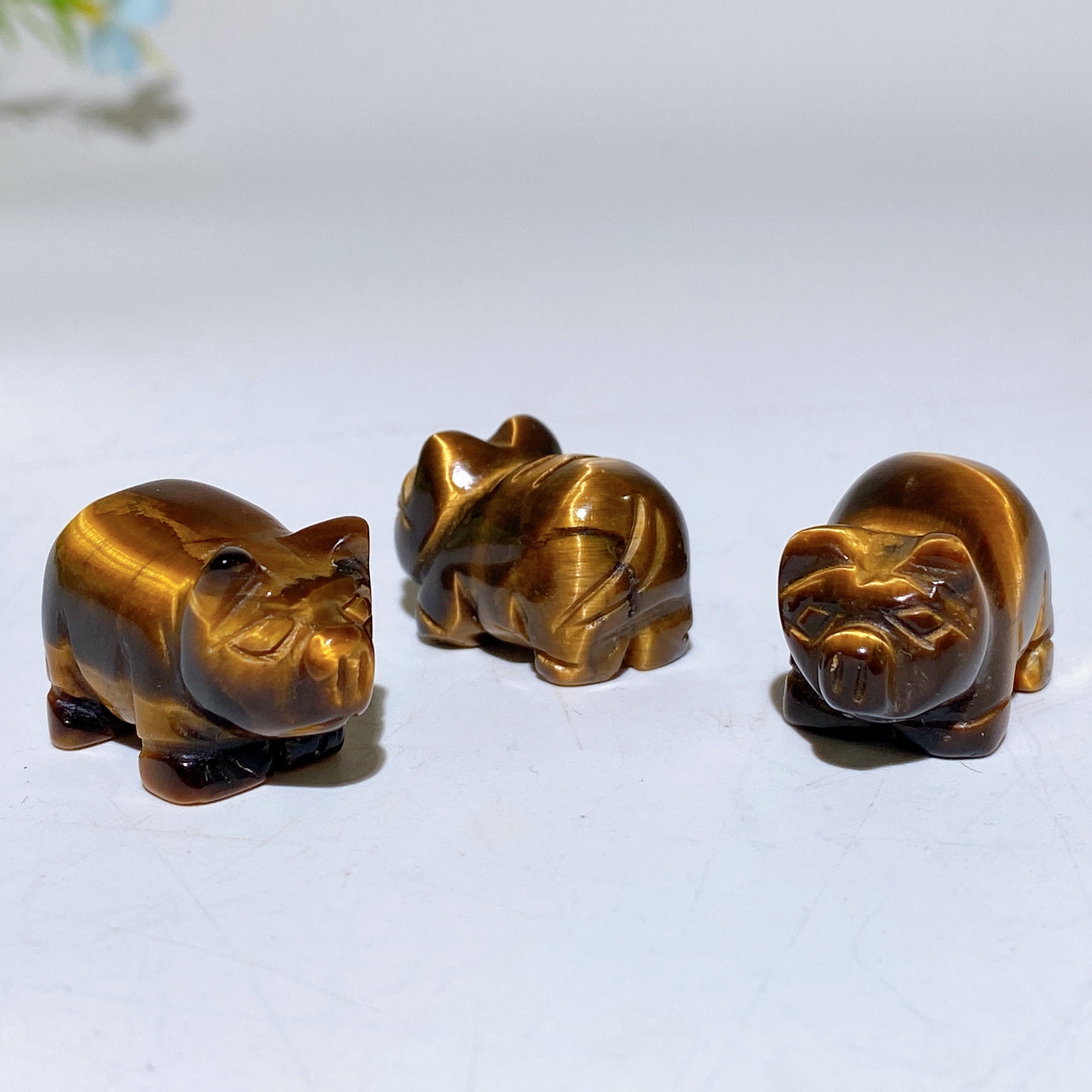 0.9 inch Tigers Eye Pig Crystal Animal Carving for Healing