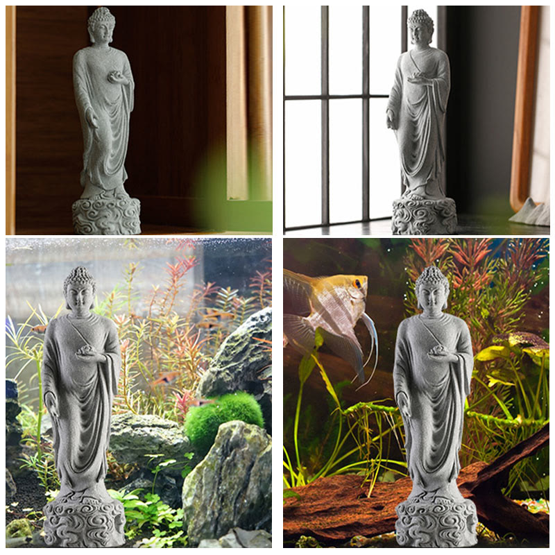 Meditation Buddha Statue Sandstone 6x6x20cm for Serenity Home