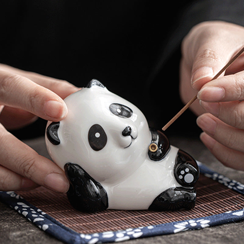 Ceramic Cat Panda Incense Burner | Blessing Decoration