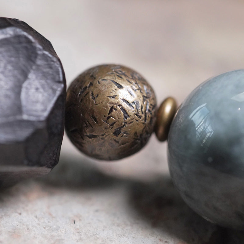 Eagle's Eye Stone Couple Bracelet with Ebony Wood & Copper