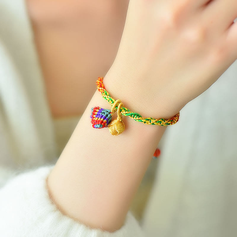 Colorful Rope Luck Bracelet with Zongzi Charm