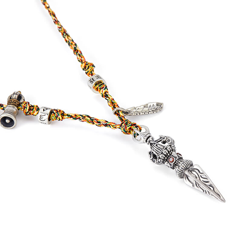 925 Sterling Silver Om Mani Padme Hum Necklace Dorje Vajra Pendant