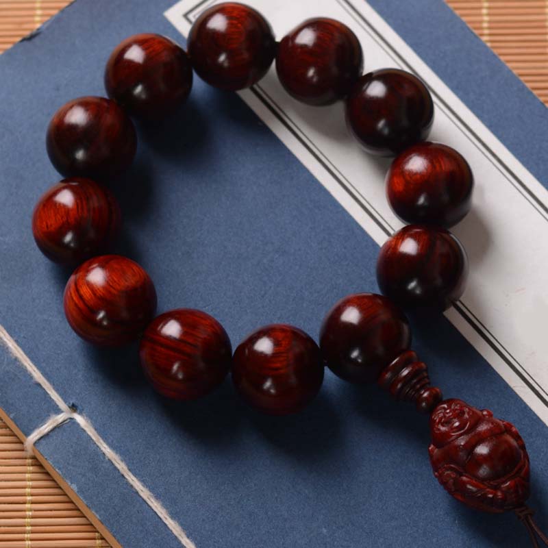 15mm Small Leaf Red Sandalwood Buddha Protection Bracelet