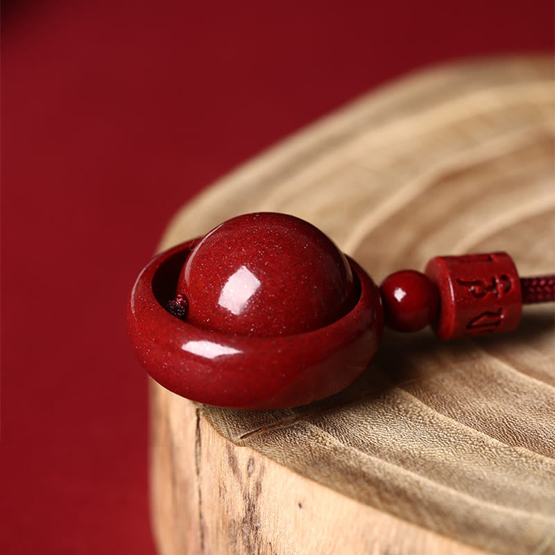 Cinnabar Om Mani Padme Hum Necklace for Blessing & Luck