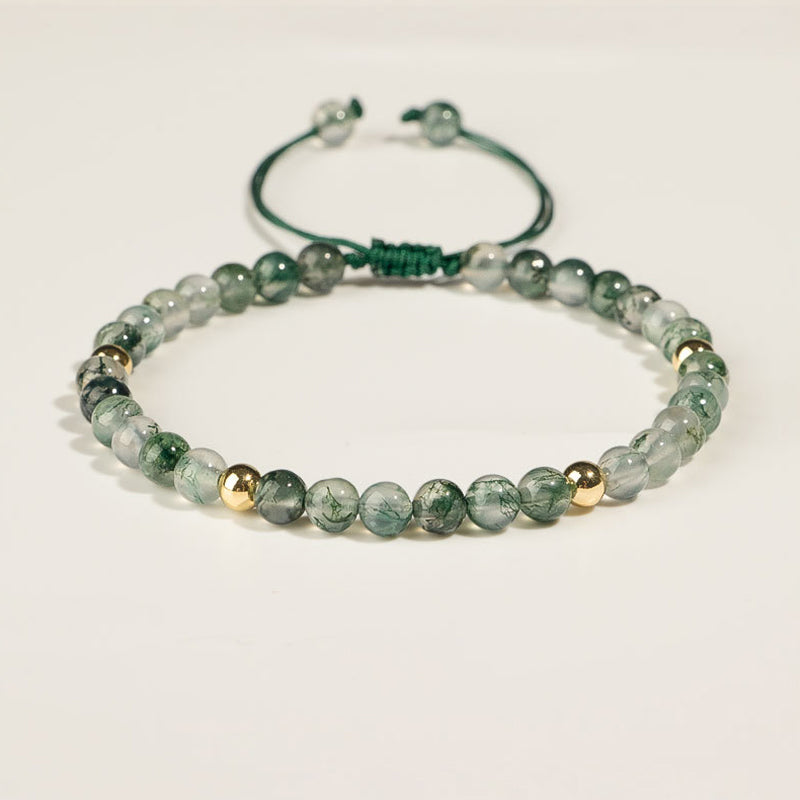 4mm Moss Agate Lucky Balance Meditation Bracelet