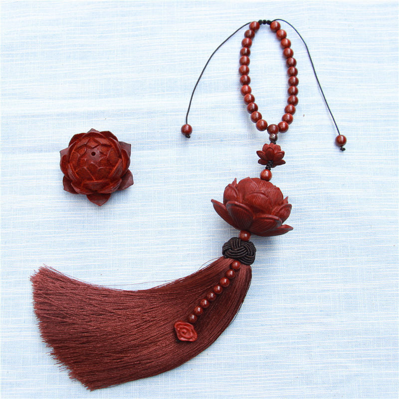 Small Leaf Red Sandalwood Zen Decor | Luck & Protection Tassel