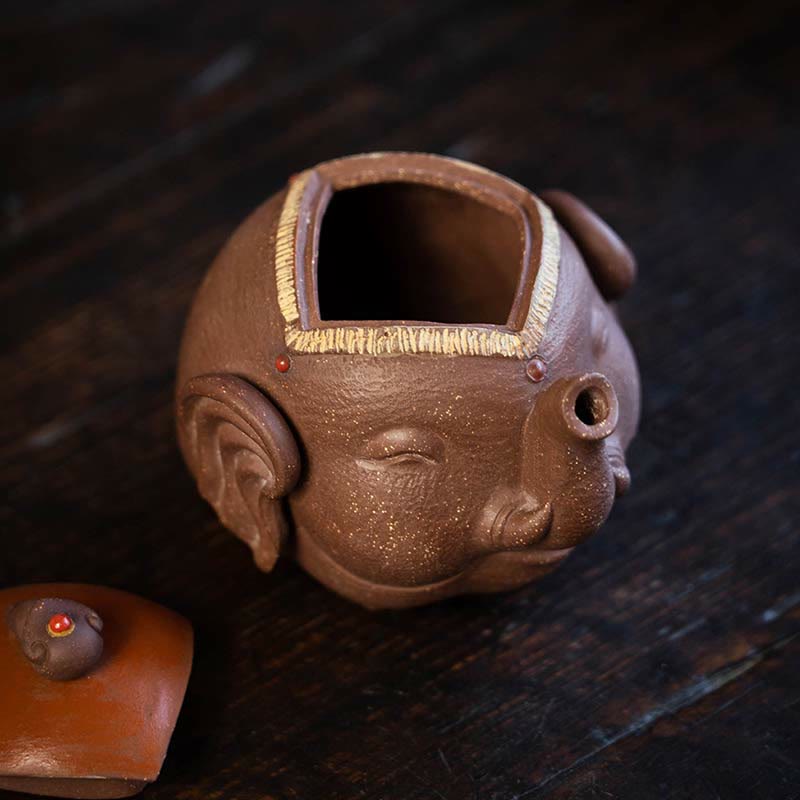 Purple Clay Ceramic Elephant Teapot 220ml Zen Decor