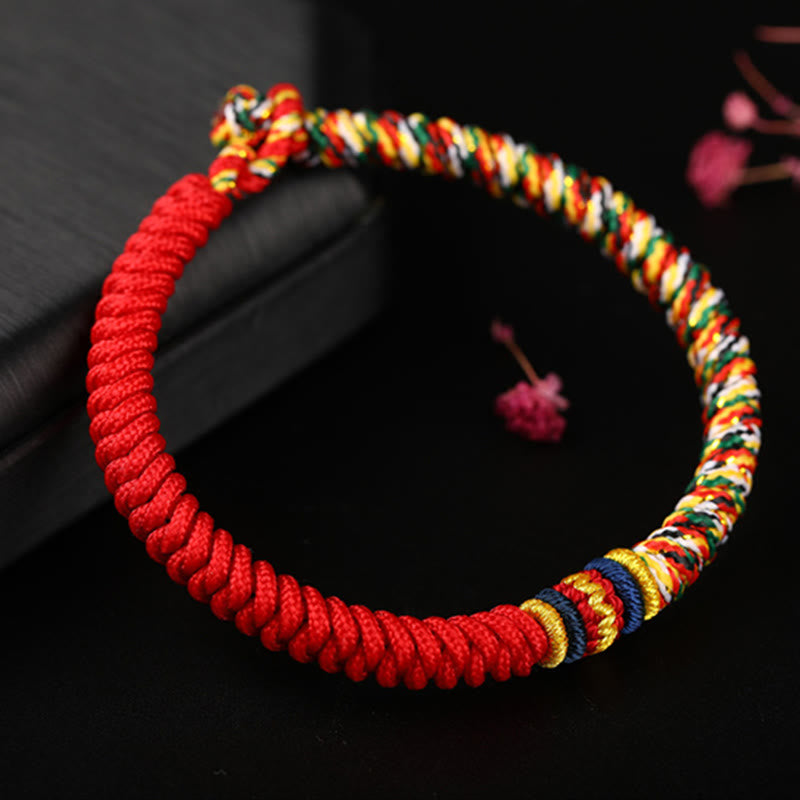 Multicolored Red String Bracelet with King Kong Knot for Protection