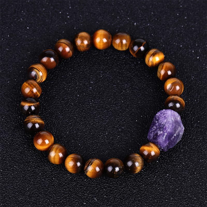 8mm Tiger Eye Amethyst Balance Bracelet