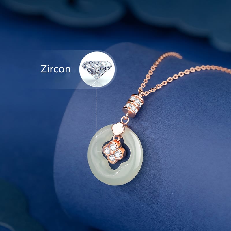 Hetian Jade Lucky Four Leaf Clover Necklace for Prosperity