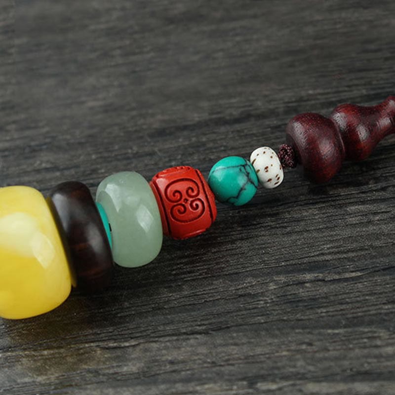 Spiritual Green Sandalwood Ebony Wood Phone Hanging Decoration