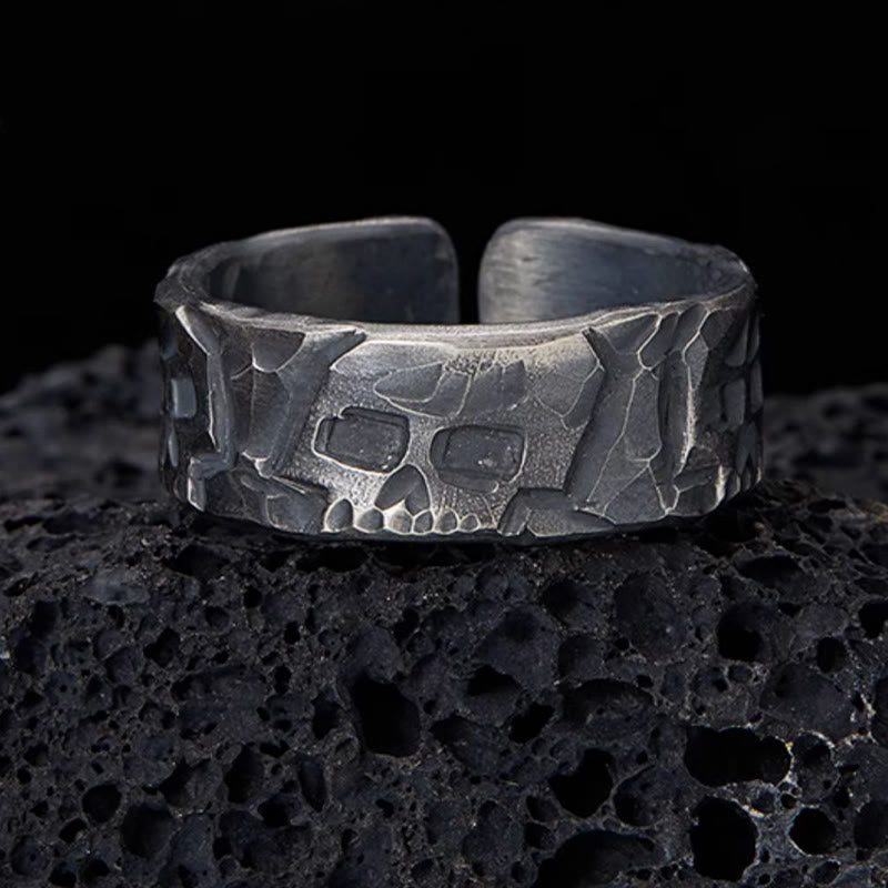 999 Sterling Silver Skeleton Pattern Spiritual Ring for Protection