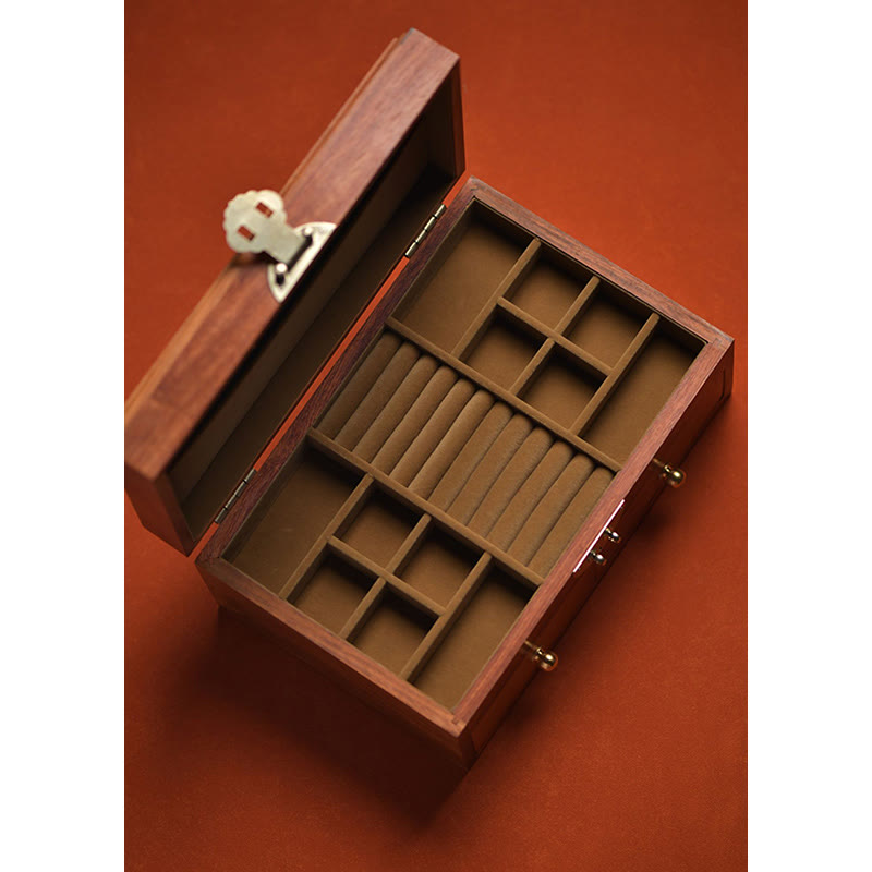 Antique Red Sandalwood Rosewood Handmade Jewelry Storage Box