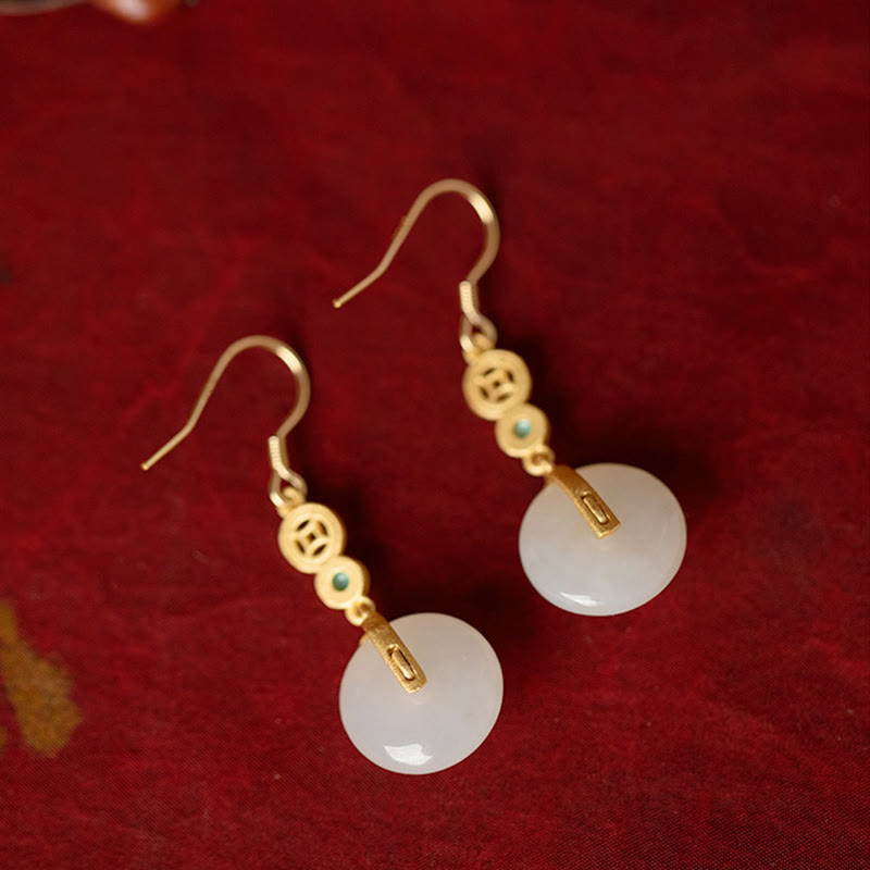 Jade Copper Coins Prosperity Jewelry Set Necklace Bracelet Ring Earrings