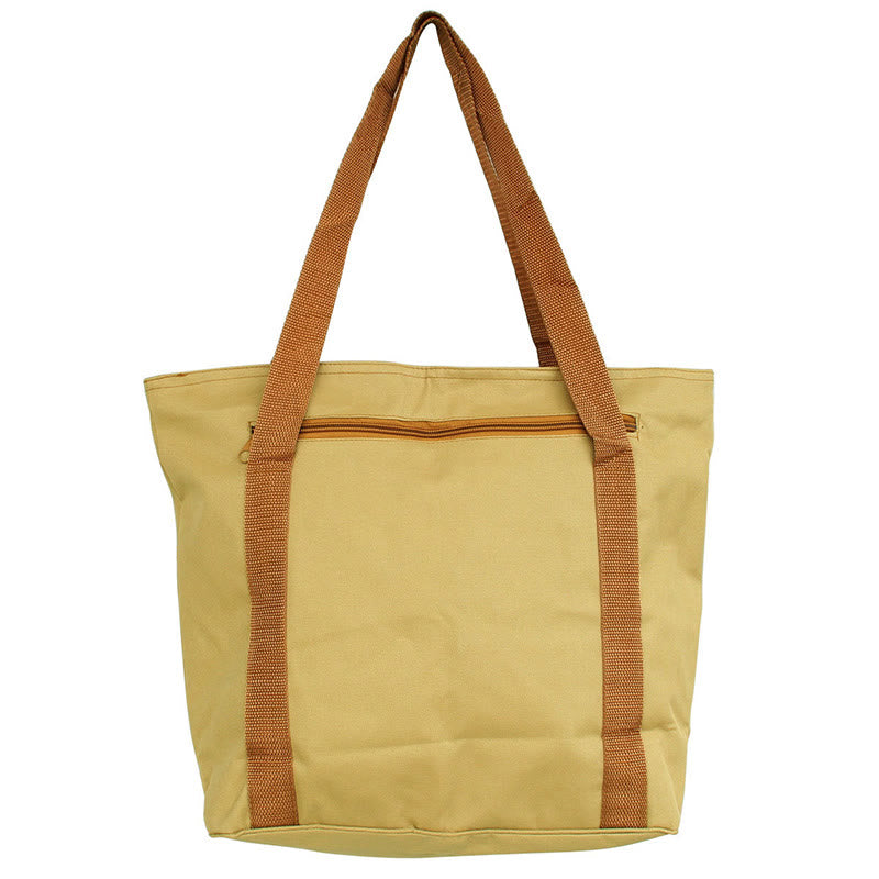 Spiritual Canvas Tote Bag with Lotus Embroidery Pattern