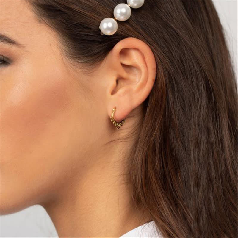 Copper Lotus Flower Luck Hoop Earrings