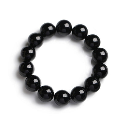 14mm Natural Black Onyx Fortune Protection Bracelet