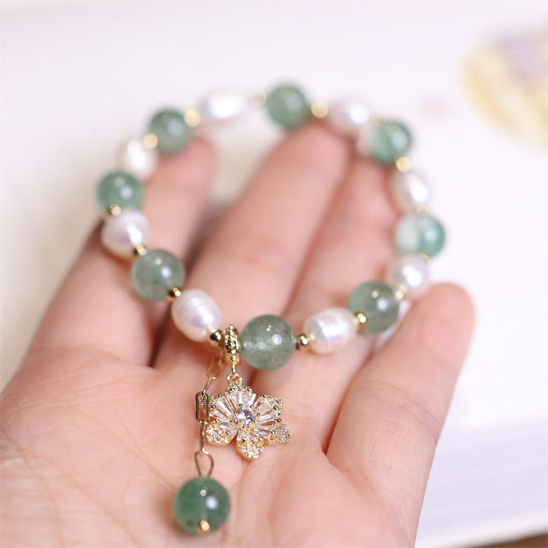 8mm Green Strawberry Quartz Love Bracelet for Calm & Healing