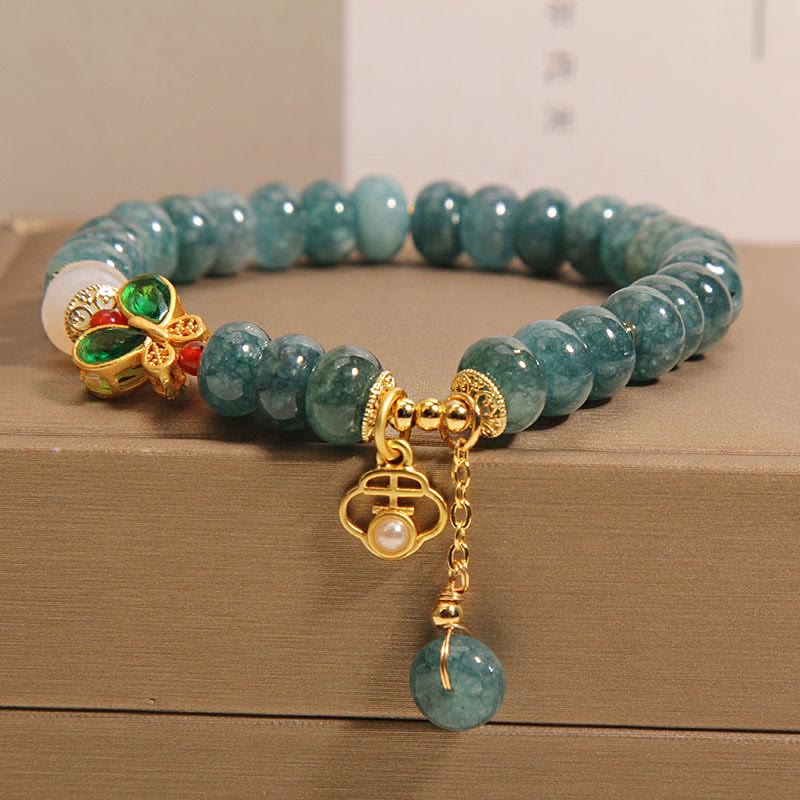 8mm Jade White Agate Butterfly Abacus Beads Abundance Bracelet