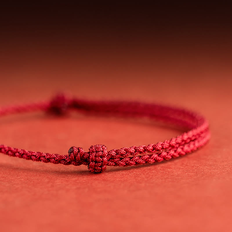 925 Sterling Silver Red String Bracelet with Fu Character