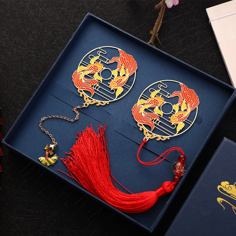 Gold Koi Fish Brass Bookmark for Spiritual Protection