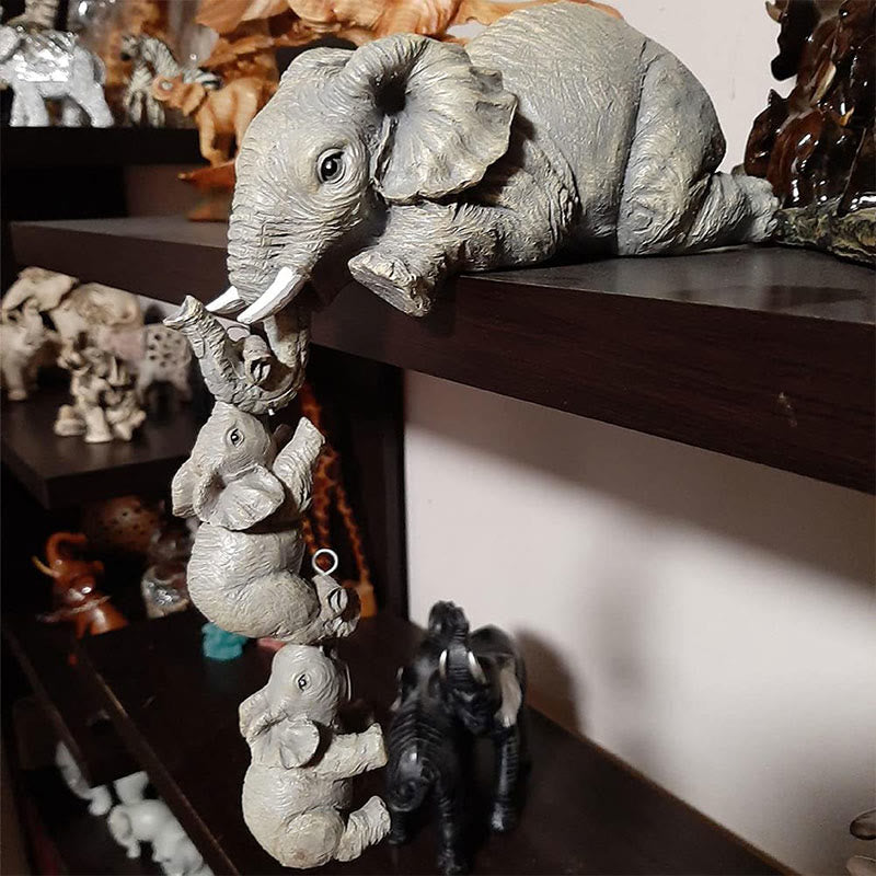 Resin Elephant Sitter Figurines for Strength & Wisdom Decor
