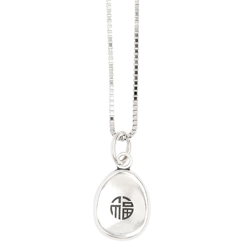 999 Sterling Silver Spiritual Necklace with Peace Joy Fu Charm