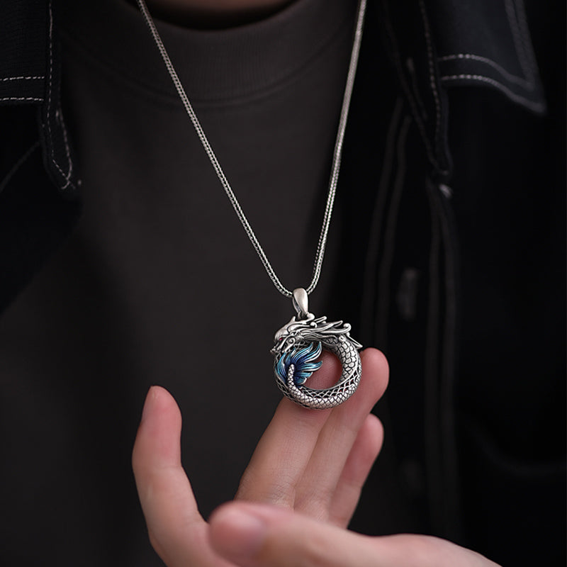 999 Sterling Silver Dragon Necklace 50cm | Auspicious Success