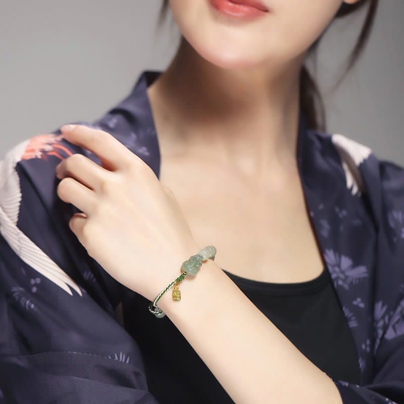 Hetian Jade PiXiu Luck Fu Character String Bracelet