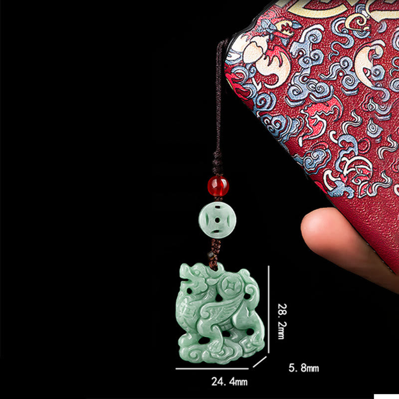 Natural Jade Kirin Prosperity Hanging Decoration for Phone