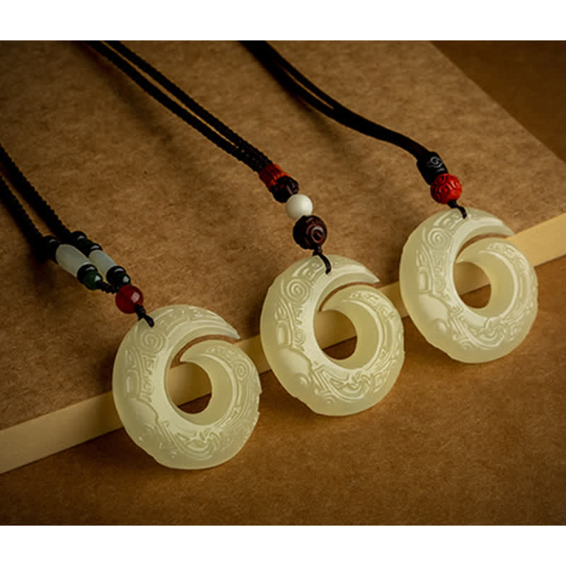 Jade Peace Buckle Necklace for Luck & Prosperity Pendant