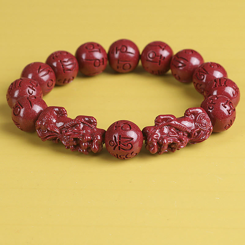 8mm Natural Double Pixiu Cinnabar Wealth Bracelet