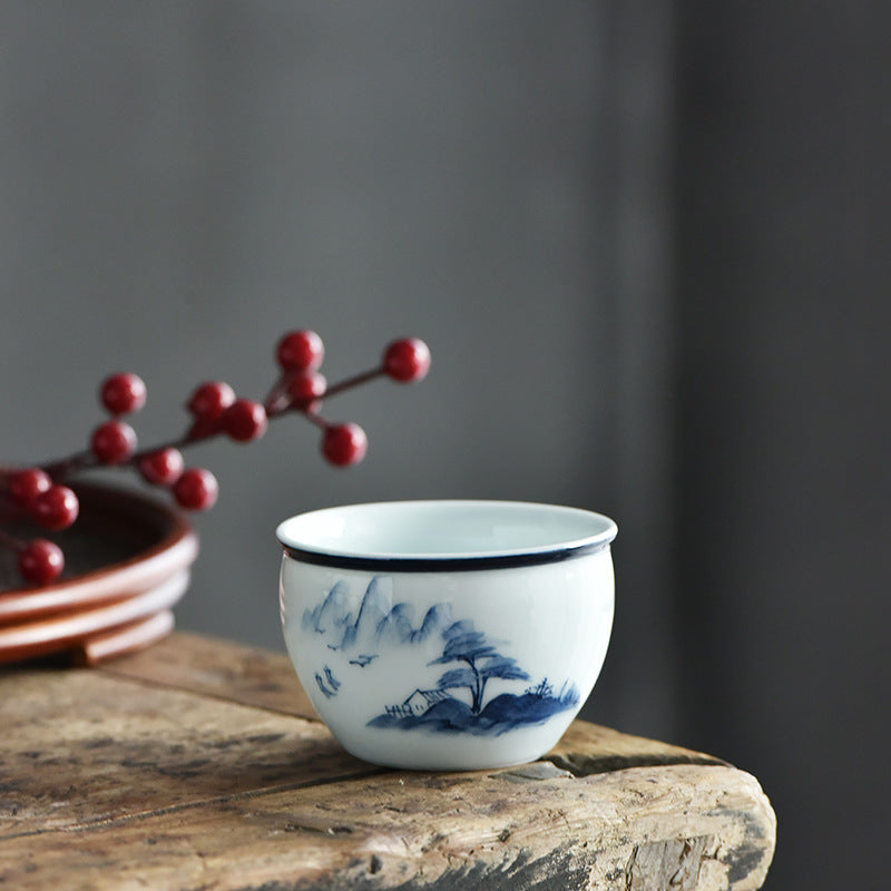 Ceramic Zen Meditation Teacup 130ml Koi Fish Lotus
