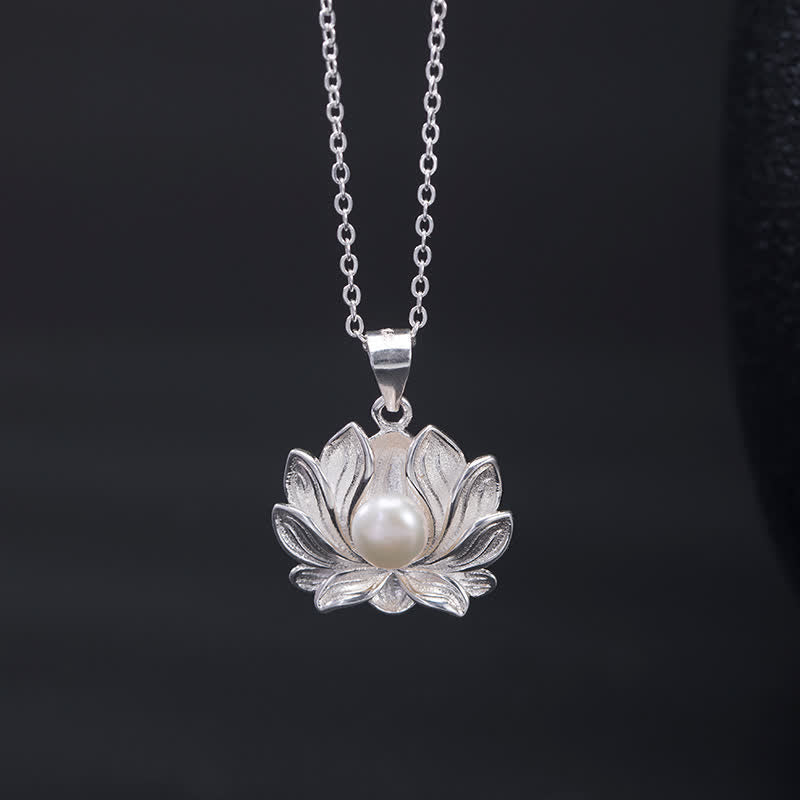 6mm Pearl Lotus Pendant Necklace – Wealth & Enlightenment