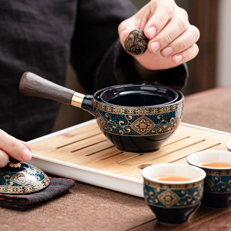Ceramic Chinese Gongfu Teapot Set with Portable Gift Bag