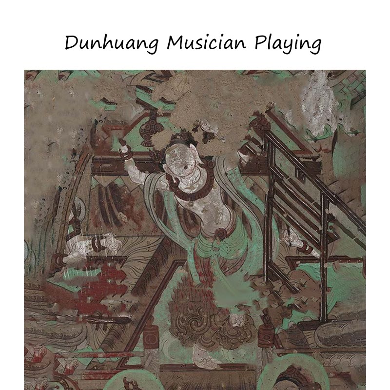 Grade 6A Mulberry Silk Dunhuang Musician Playing Scarf