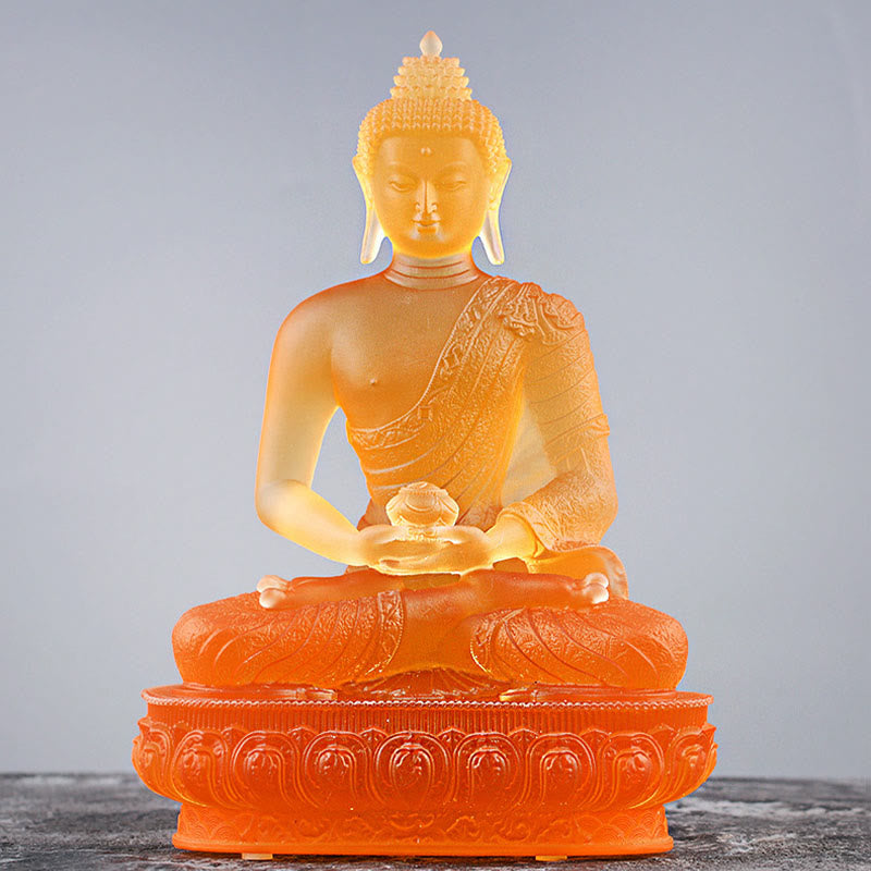 Liuli Buddha Statue Serenity Figurine 15cm Feng Shui Art
