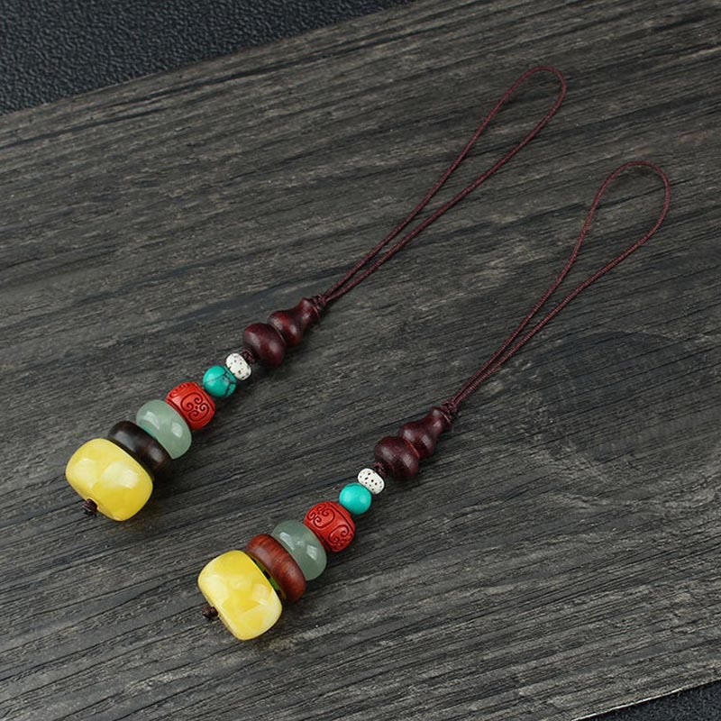 Spiritual Green Sandalwood Ebony Wood Phone Hanging Decoration