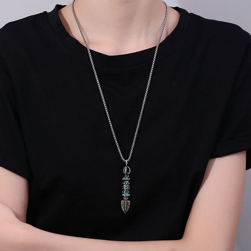 Om Mani Padme Hum Copper Agate Protection Pendant Necklace