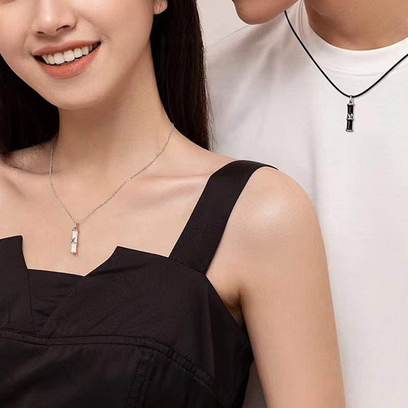 Copper Bamboo Luck Couple Necklace 45cm Pendant