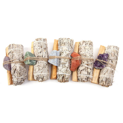Natural Palo Santo and Crystal Smudge Set for Spiritual Cleansing