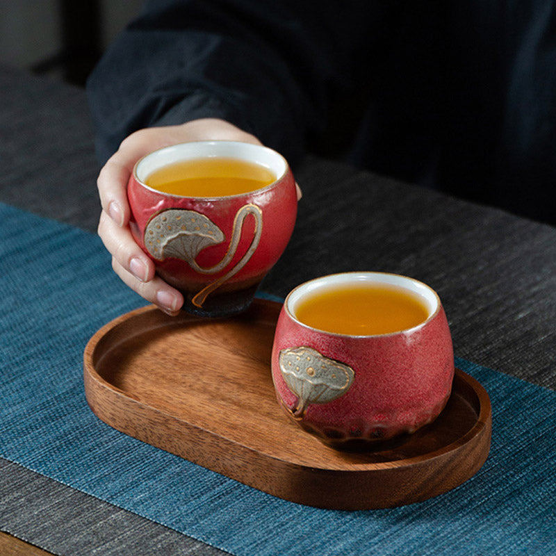 Lotus Pod Engraved Ceramic Teacup 155ml Mindfulness