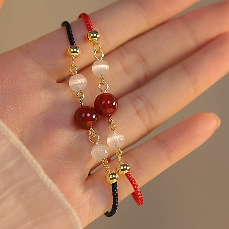 Red Agate Cat Eye Confidence Protection Bracelet