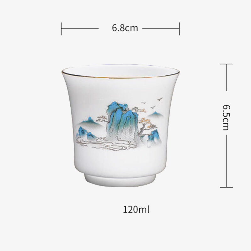 120ml Ceramic Teacup | Mountains Rivers Tree Elegance